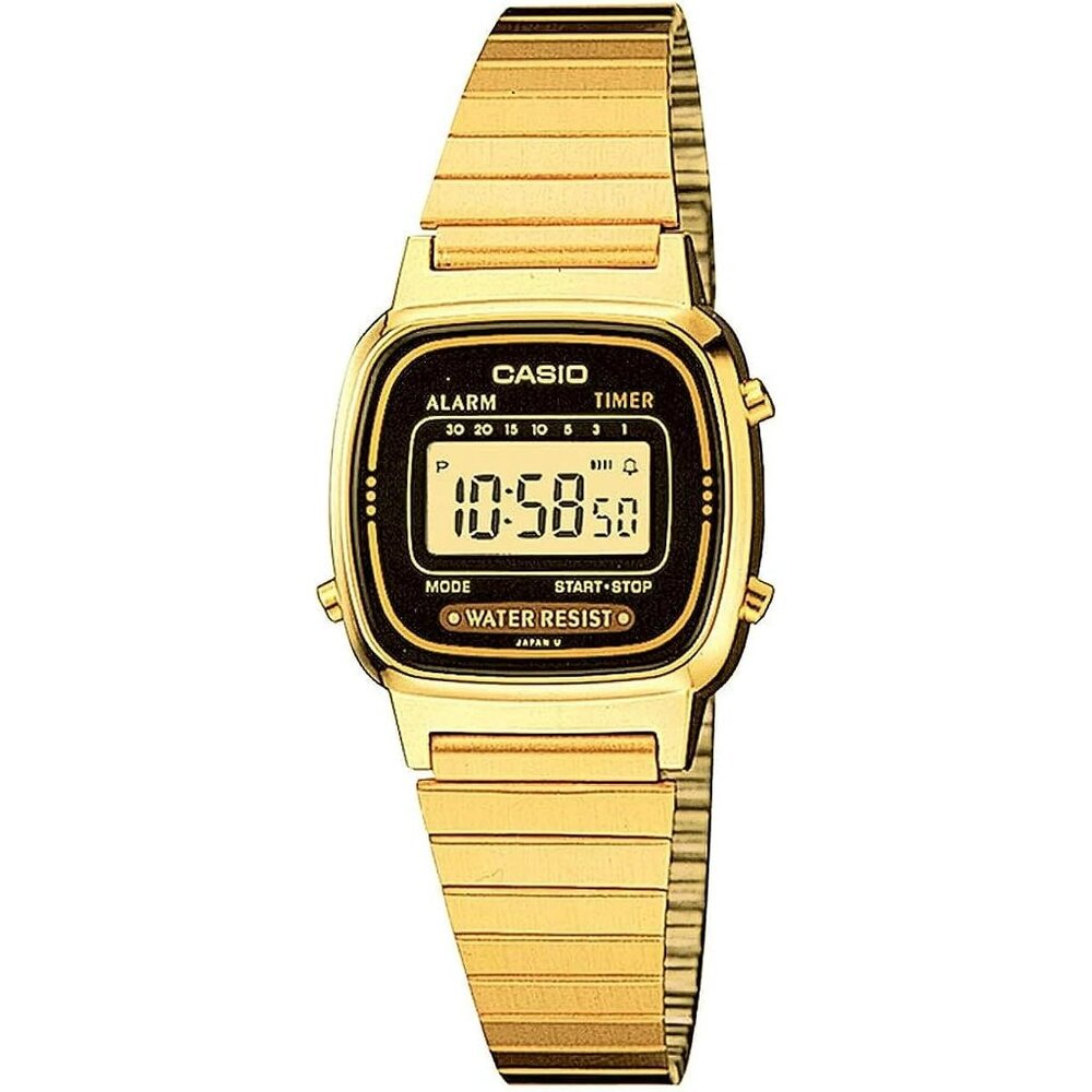 Casio Gold Tone Digital Women's Watch with Black Dial